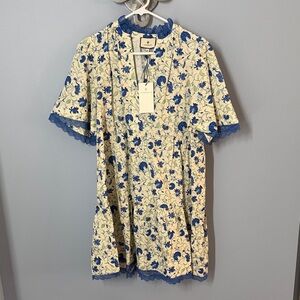 Tuckernuck Blue and Cream Floral Mini Dress